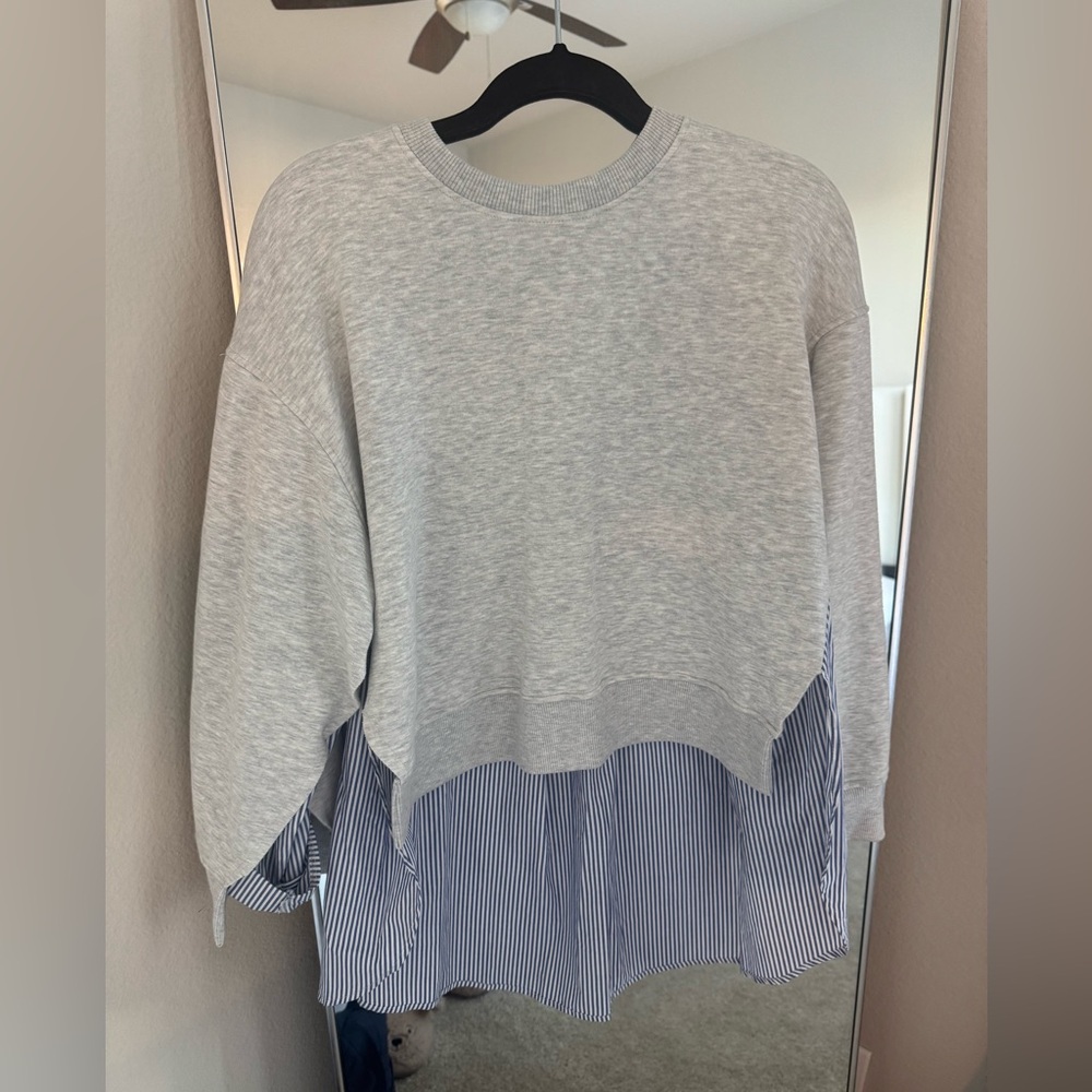 ZARA NWT half crewneck half button down shirt